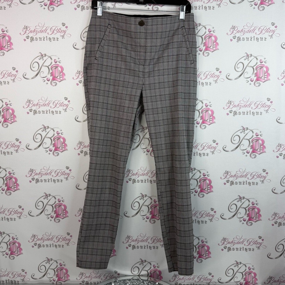 Reitmans pants trousers, stripes, Black grey Plaid Pants